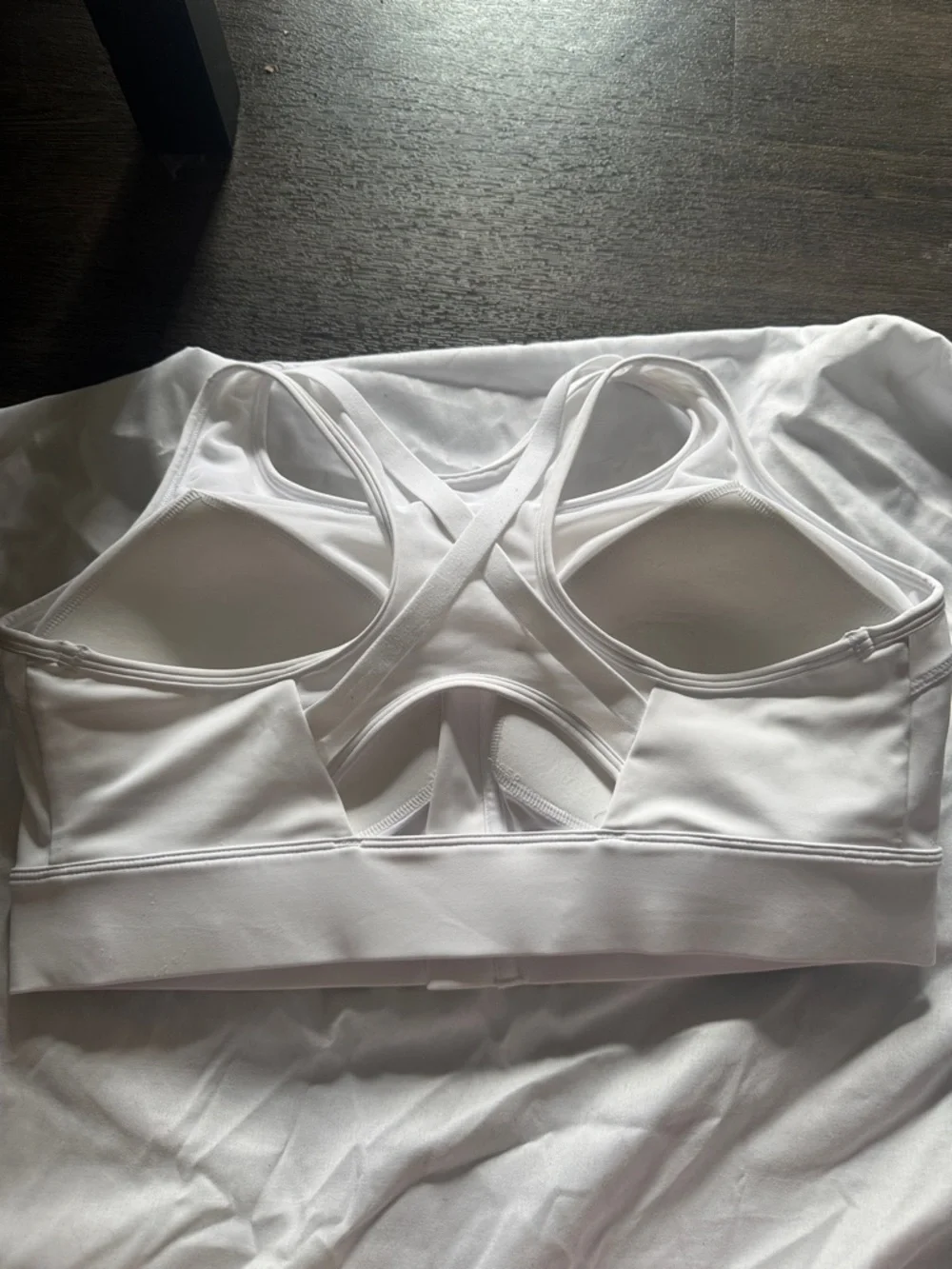 Front-Zip White Sports Bra with Supportive Racerback - Picture 2 of 4